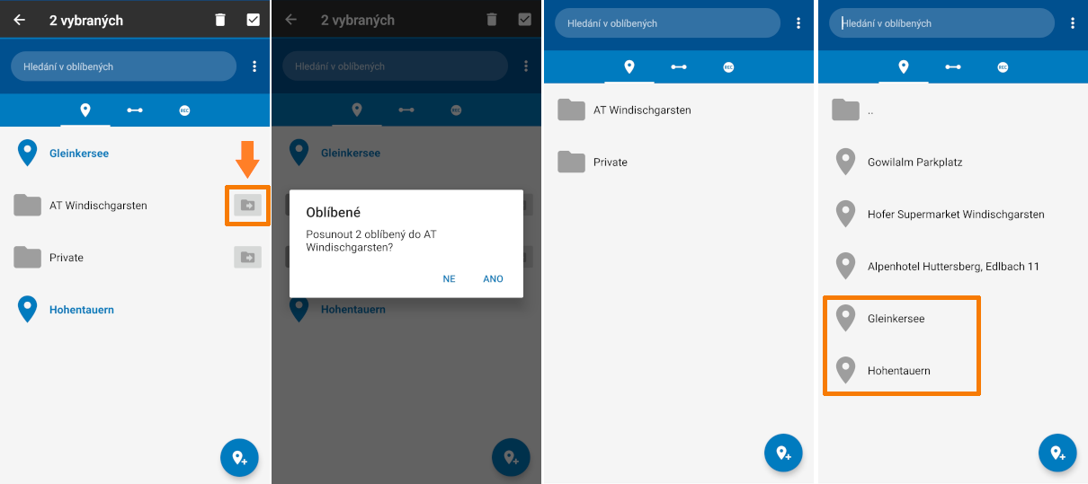 mapfactor Navigator 7 pro Android – zařazení oblíbeného místa do skupiny oblíbených mapfactor Navigator 7 pro Android – zařazení oblíbeného místa do skupiny oblíbených