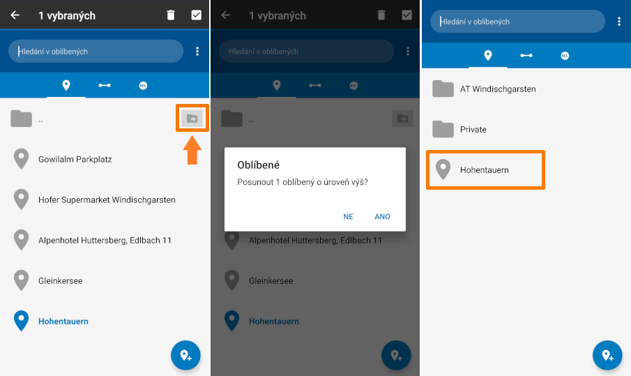 mapfactor Navigator 7 pro Android – přesunutí oblíbeného místa o úroveň výše ve složkách mapfactor Navigator 7 pro Android – přesunutí oblíbeného místa o úroveň výše ve složkách