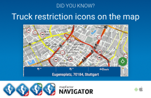 Truck restriction icons on the map