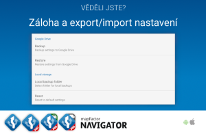 Záloha a export/import nastavení Navigatoru (Android) do nového zařízení