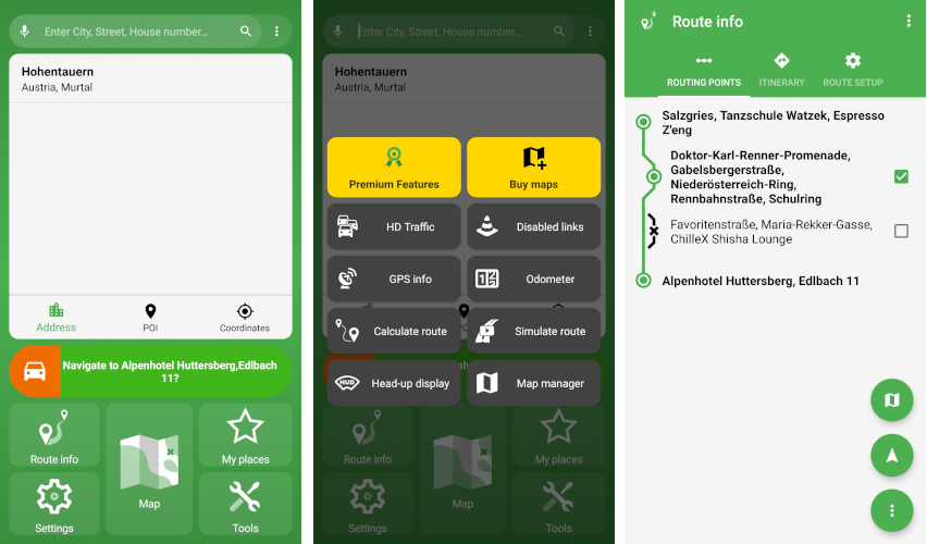 mapFactor Navigator 7.2 - green app colour theme (premium)