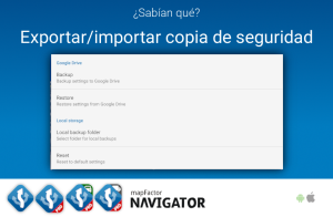 Configuración Navigator – exportar/importar copia de seguridad (Android)