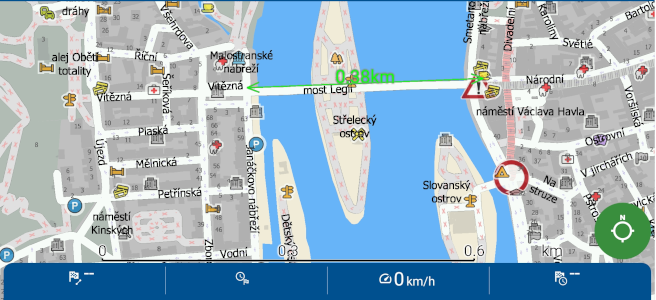 Screenshot Navigator - Messung der Luftlinie