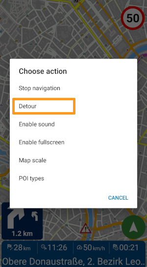 Navigator - Quick actions - Detour