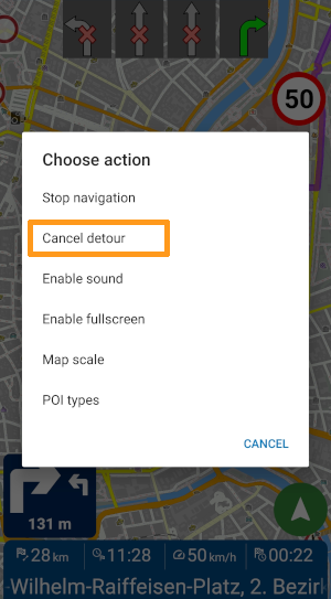 Navigator - Detour cancel