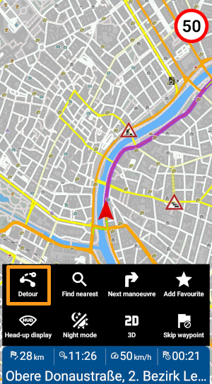 Navigator - customisable map toolbar with Detour feature