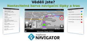 10. Nastavitelná barva navigační šipky a tras