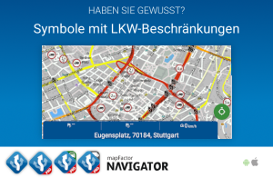 Symbole mit LKW-Beschränkungen auf der Karte