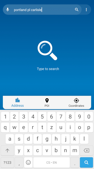 navigator 7 for Android - Main menu with offline oneline search