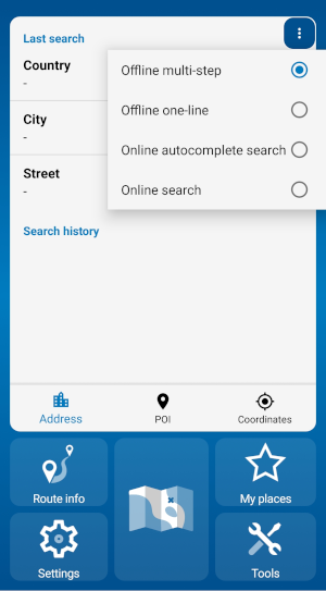 navigator 7 for Android - Main Menu - Search engline offer