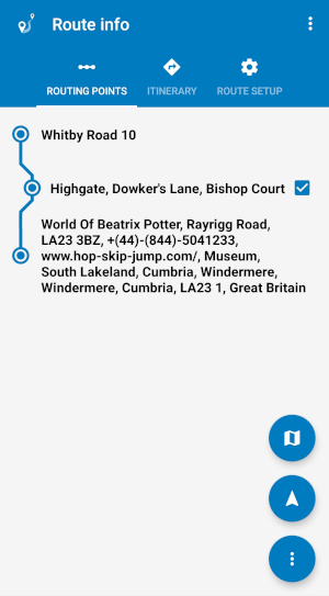 Navigator 7 for Android - Route info - Waypoints