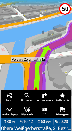 Screenshot MapFactor Navigator (Android) - Toolbar in navigation mode