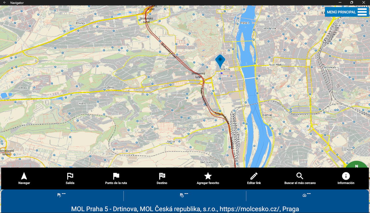 Screenshot of Navigator for Android on a Windows 11 laptop - map toolbar