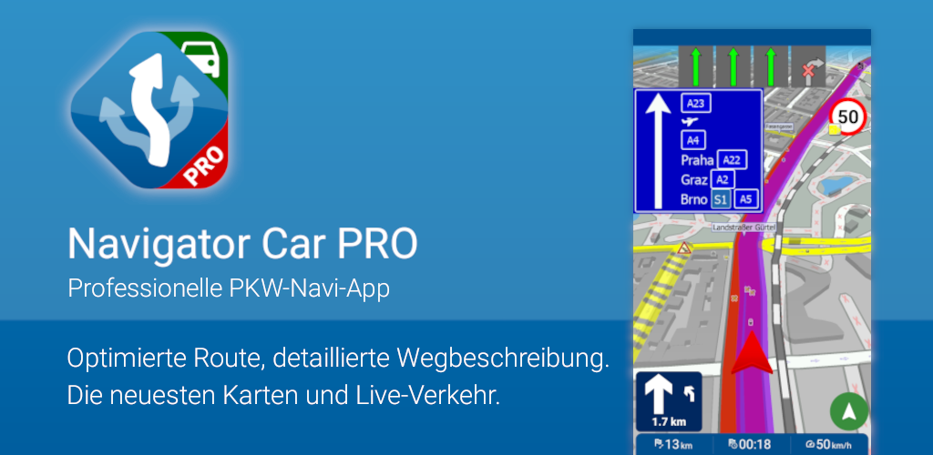 banner Navigator Car Pro - profesionelle Navi-App fuer PKW Fahrer