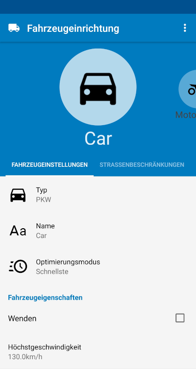 MapFactor Navigator 6 - Fahrzeugprofil