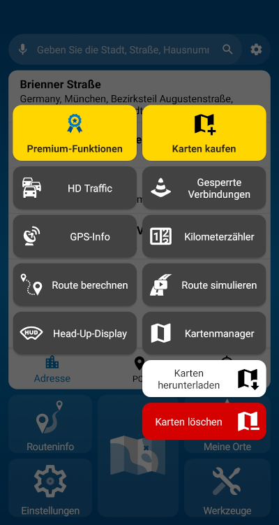 MapFactor Navigator 6 - Werkzeuge mit Kartenmanager