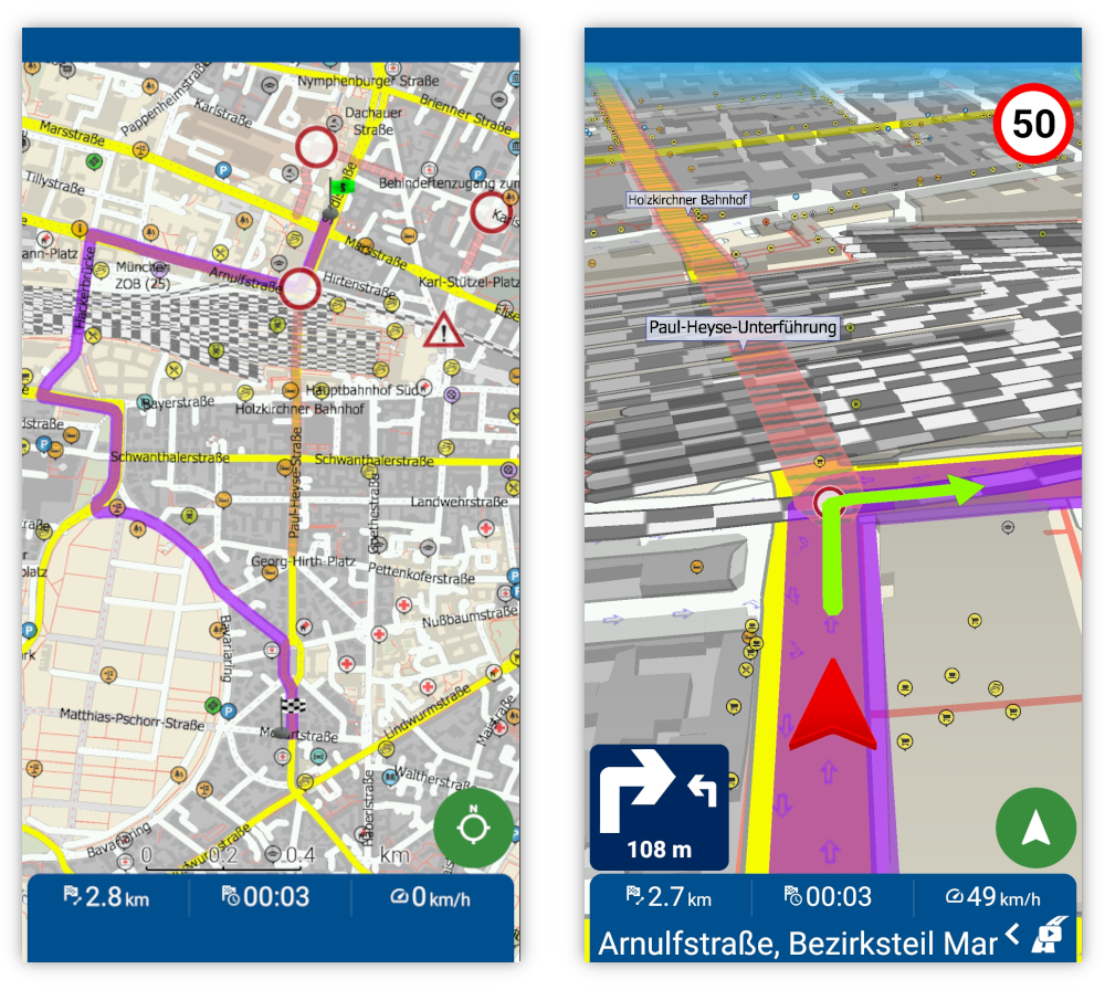 mapfactor Navigator - trasa optimalizovaná na základě aktuální dopravy, Německo