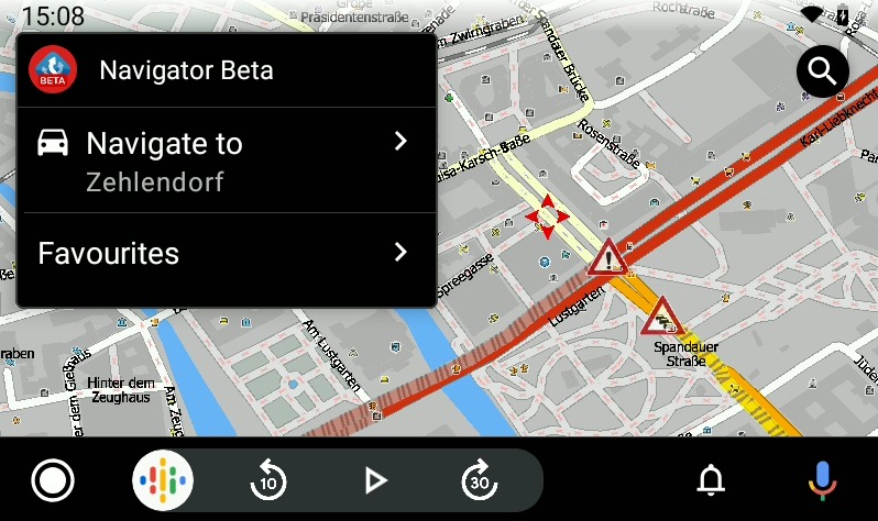 MapFactor Navigator 7 para Android Auto - modo 2D, nformación de tráfico
