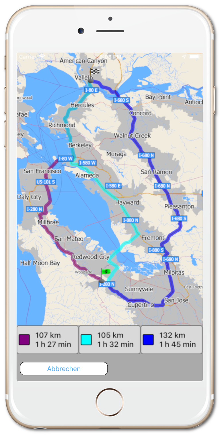 Navigator 1.4 iOS - Premium Funktion - Alternativrouten