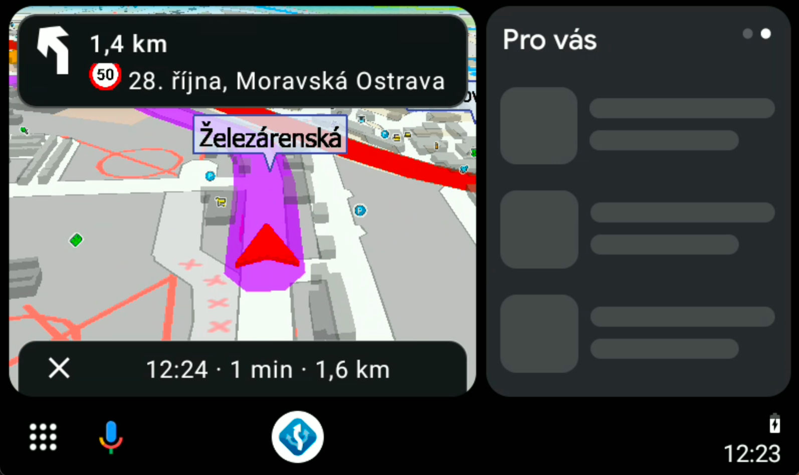 screenshot Navigator 7.3 na Android Auto - Coolwalk UI