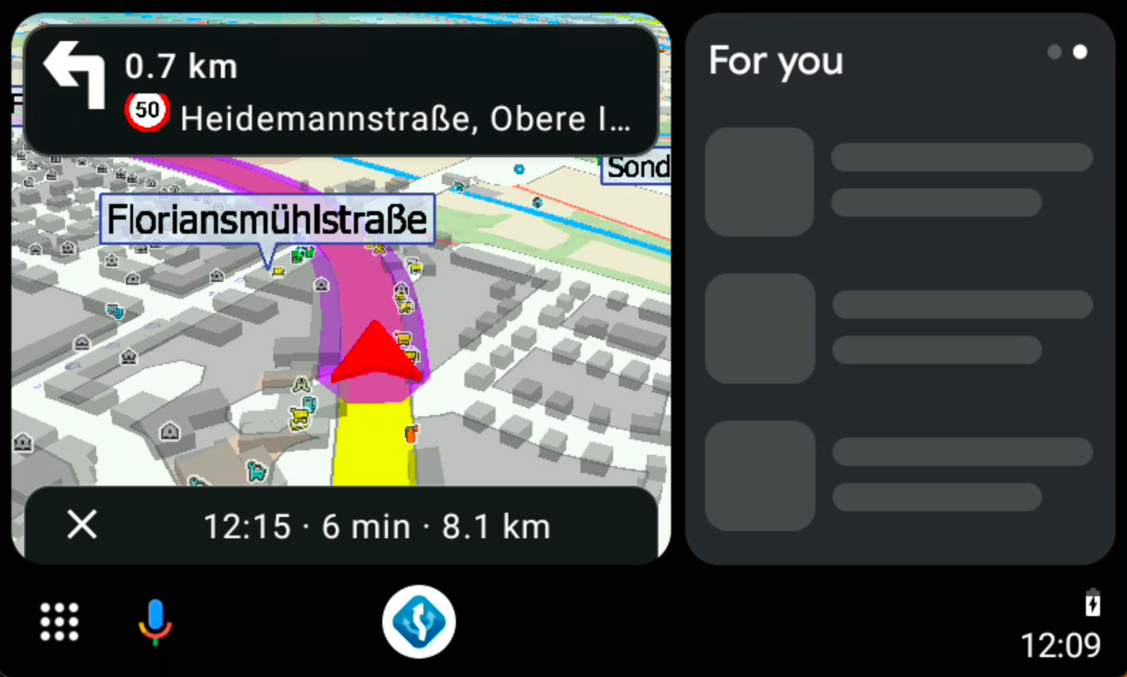 screenshot Navigator 7.3 auf Android Auto - Coolwalk UI