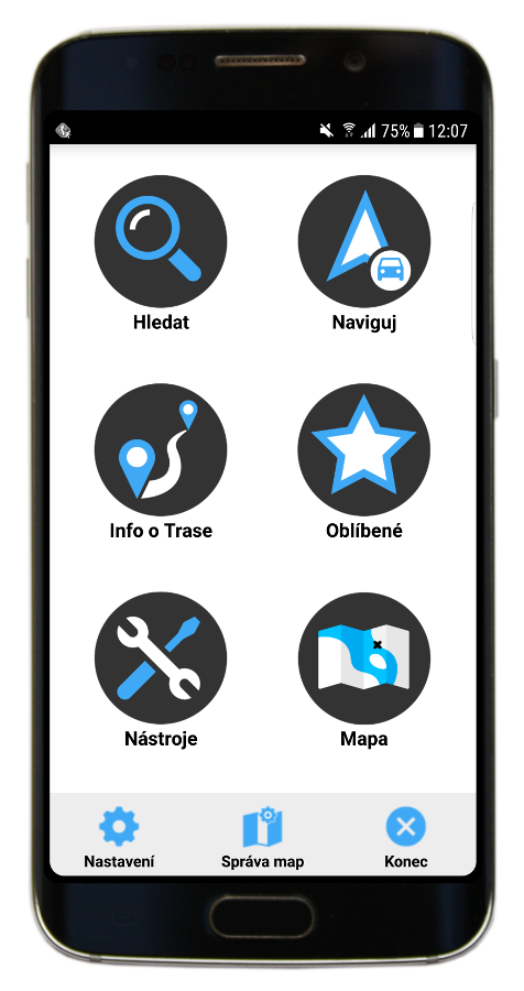 Nové hlavní menu Navigatoru 3.1 pro Android