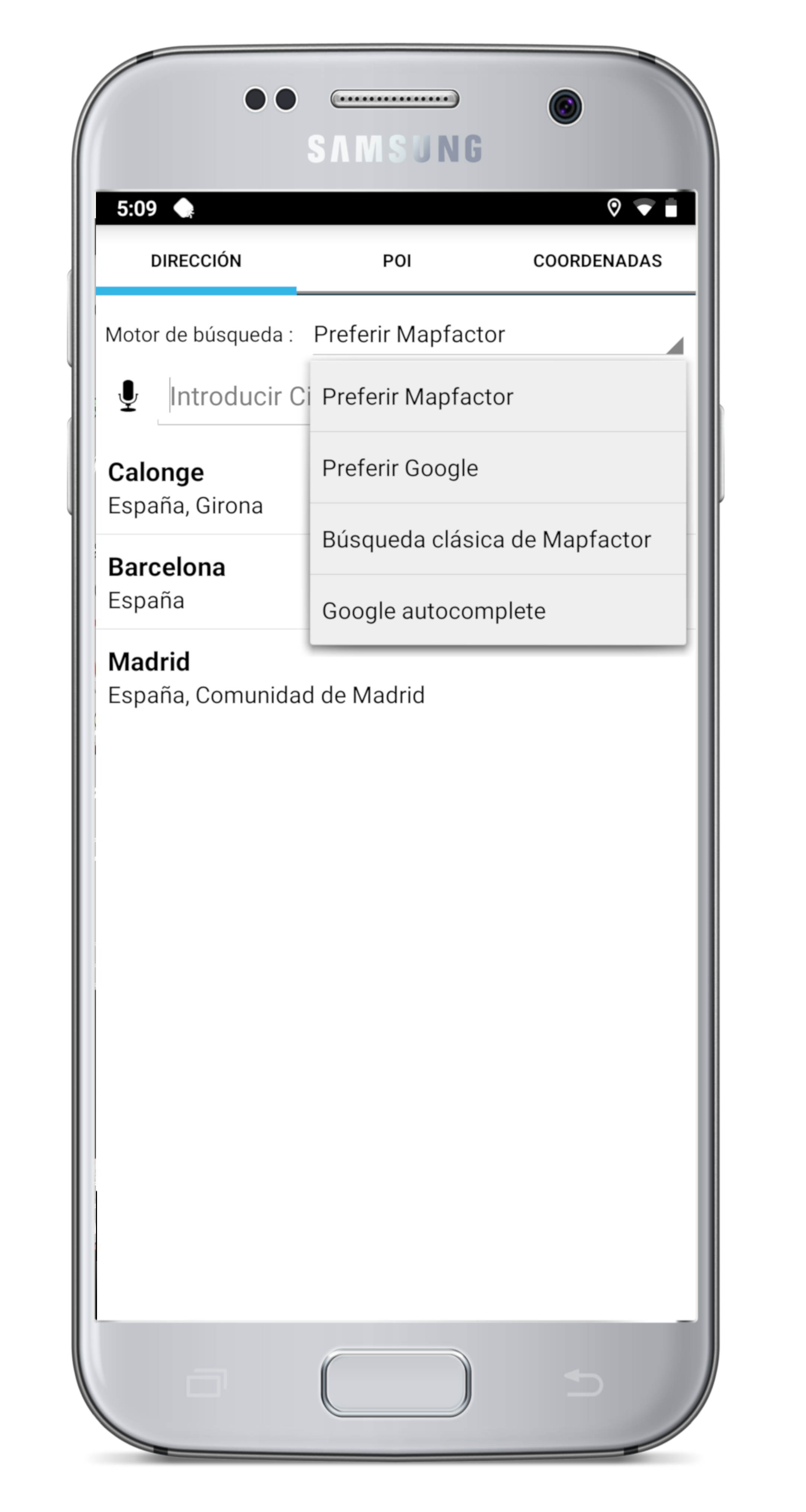 mapFactor Navigator 4.0 - Motor de busqueda