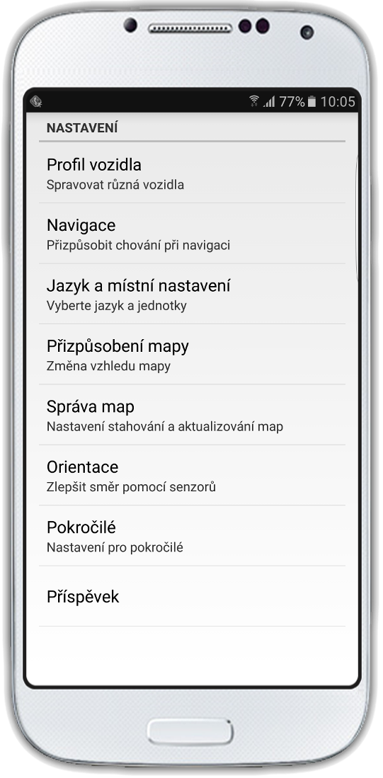 Nové menu Nastavení Navigatoru 2.2