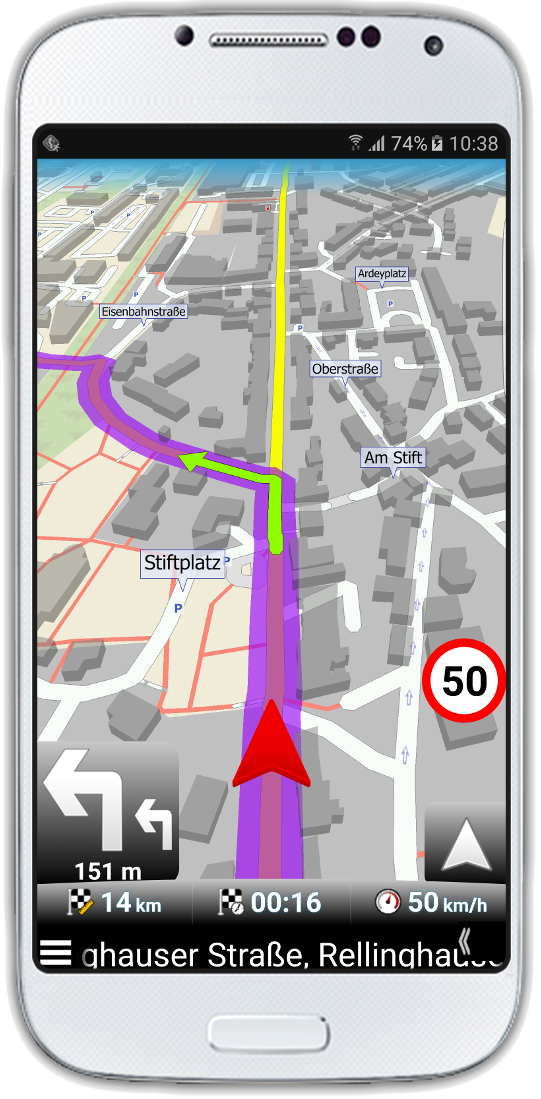 Standardmäßiger roter Navigationspfeil