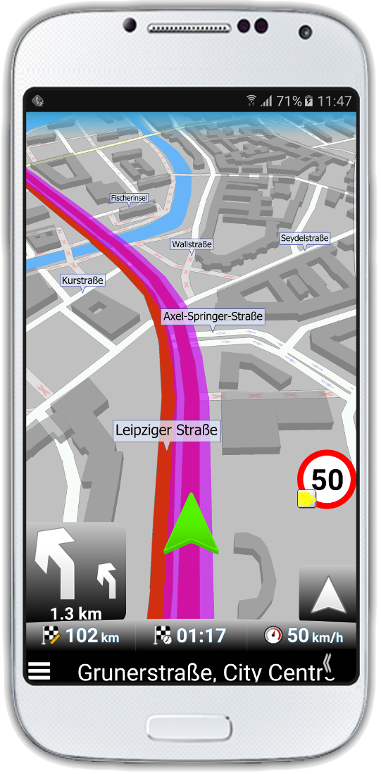 Grüner Navigationspfeil