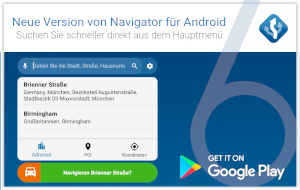 Navigator 6 mit neuem Menüdesign und Online-Suche