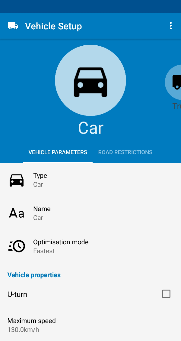 MapFactor Navigator 6 - Vehicle profile