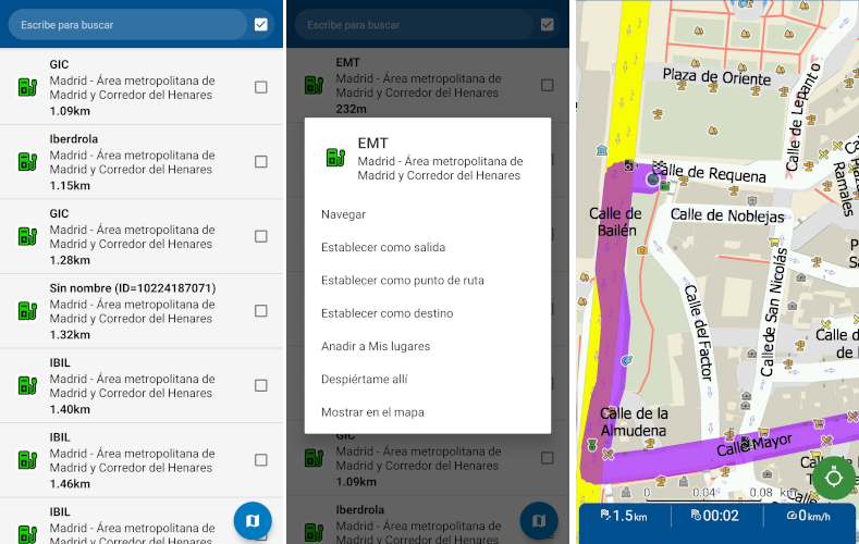MapFactor Navigator 7.3 - capturas de pantalla - estación de carga para vehículos eléctricos como destino de la ruta