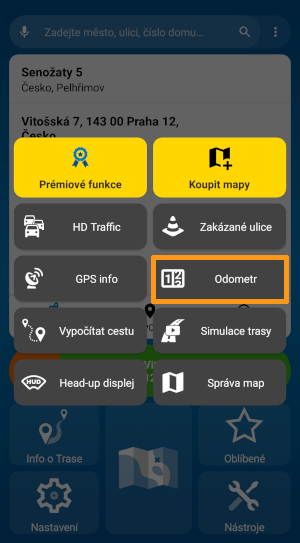 Mapfactor Navigator 7 pro Android - Nástroje - Odometr