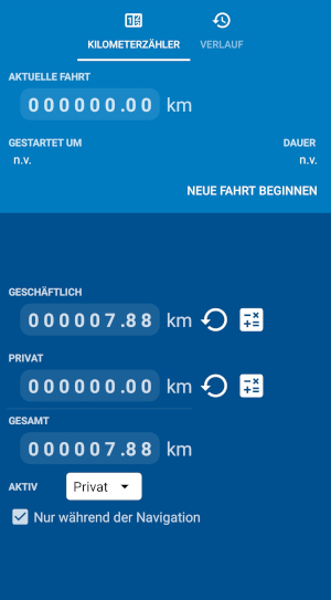 Mapfactor Navigator 7 für Android - Kilometerzaehler