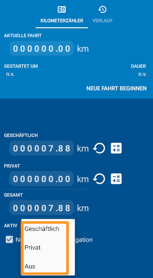 Mapfactor Navigator 7 für Android - Kilometerzähler - Einstellungen