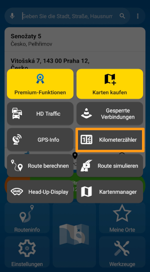 Mapfactor Navigator 7 für Android - Werkzeuge - Kilometerzaehler
