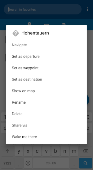 mapfactor Navigator 7 – Actions with Favourite Places