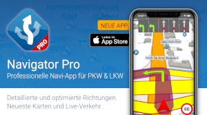 Navigator PRO (iOS) - neue Navigations-App für PKW, LKW und große Fahrzeuge