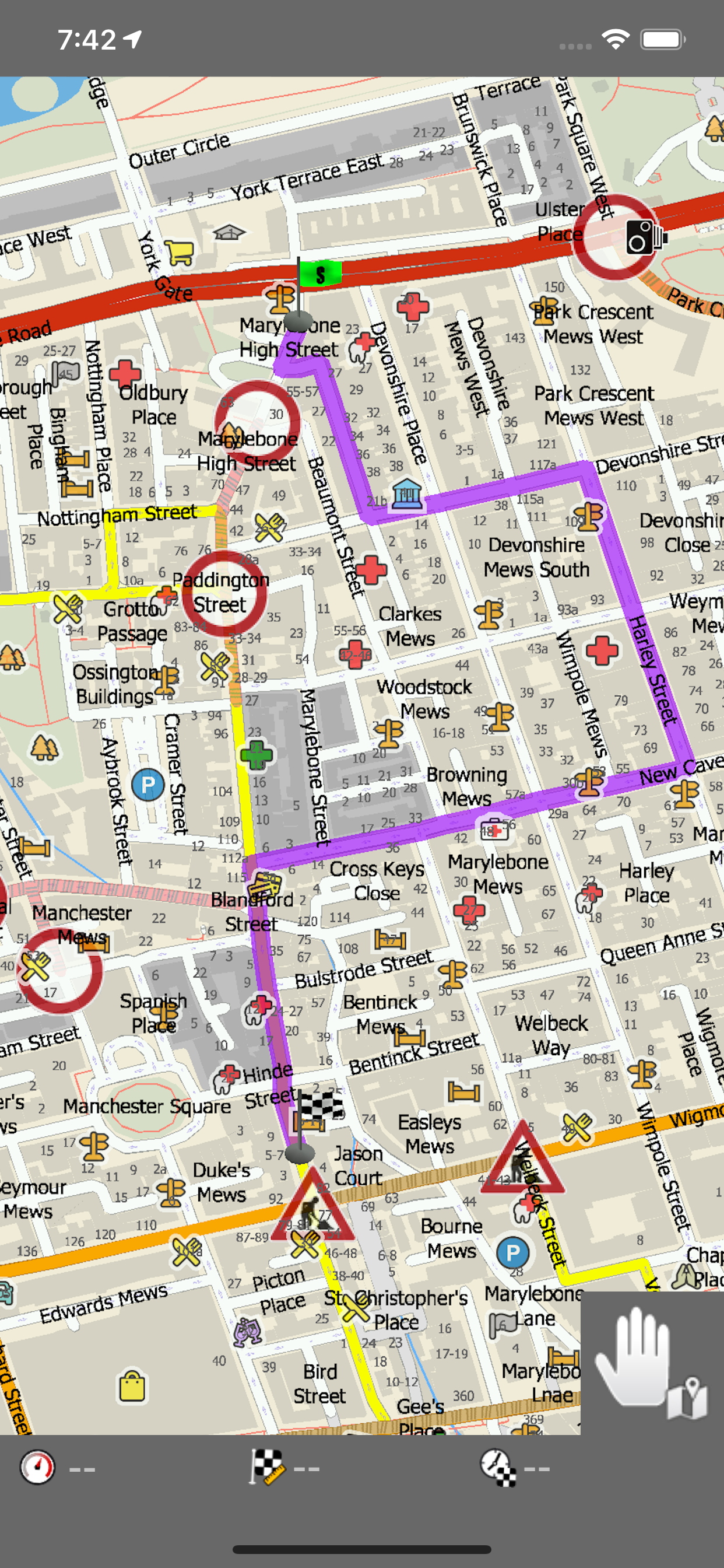 Navigator 2.0 for iOS - a route calculated using HD traffic information Navigator 2.0 for iOS - a route calculated using HD traffic information