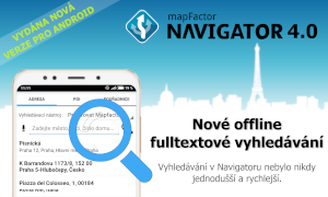 Vydán MapFactor Navigator 4.0 pro Android s novým offline fulltextovým vyhledáváním