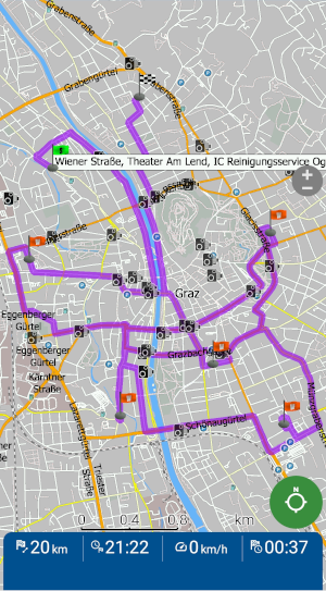 Mapfactor Navigator 7 für Android -  Nicht optimierte Route