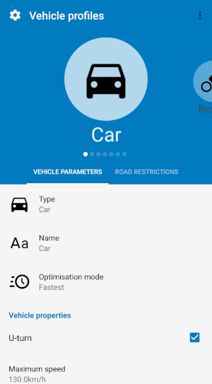 Screenshot MapFactor Navigator 7 for Android - Active car profile