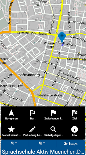 Navigator 7 für Android - Aus der Karte ein Zwischenziel setzen
