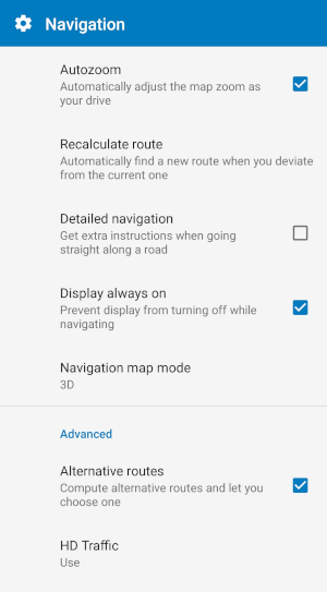 MapFactor Navigator 7 – Settings - Navigation