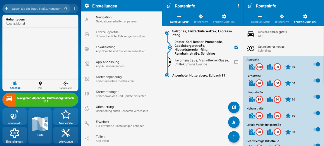 mapFactor Navigator 7.2 - standartes blaues App-Farbthema