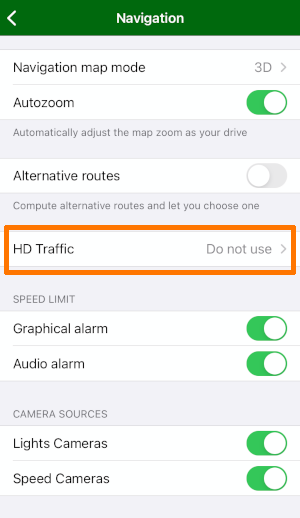 mapfactor Navigator iOS - Live HD traffic - Settings