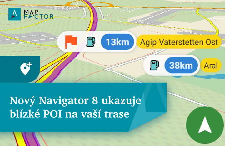 Navigator 8 - blízké POI podél vaší trasy