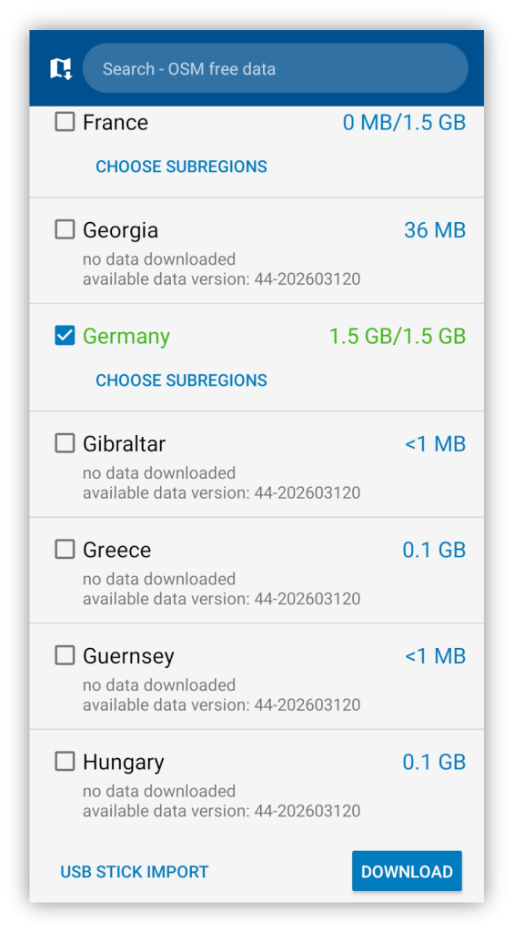 MapFactor navigator - download offline maps